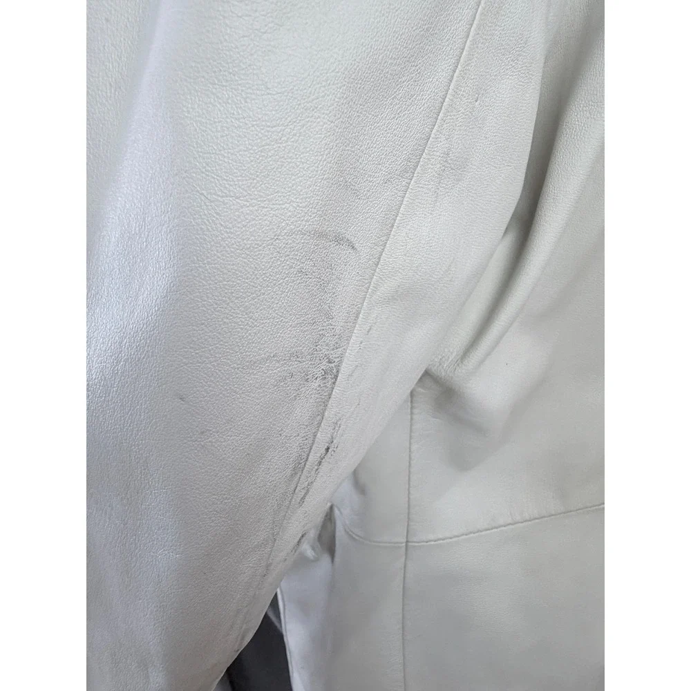 Terry Lewis Classic Luxuries White Genuine Leather Long Coat Size 1X - Picture 8 of 13